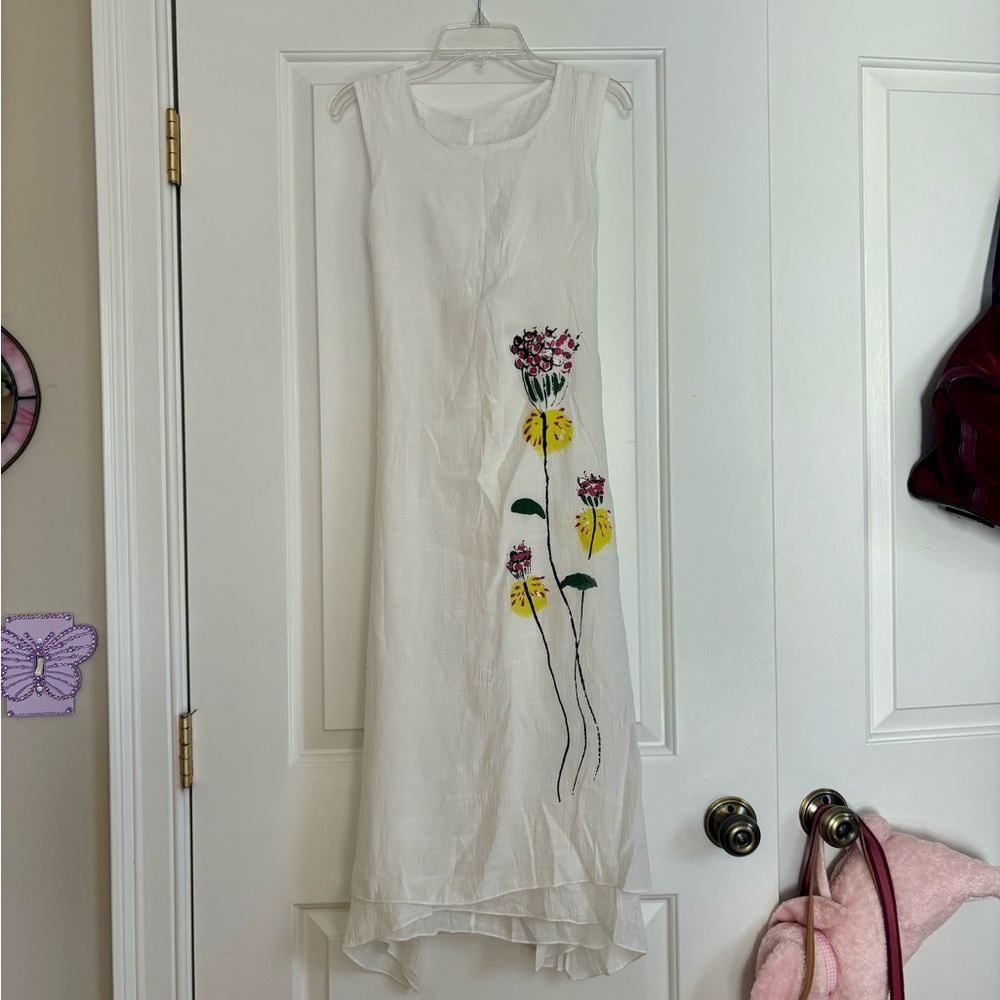 white floral midi dress